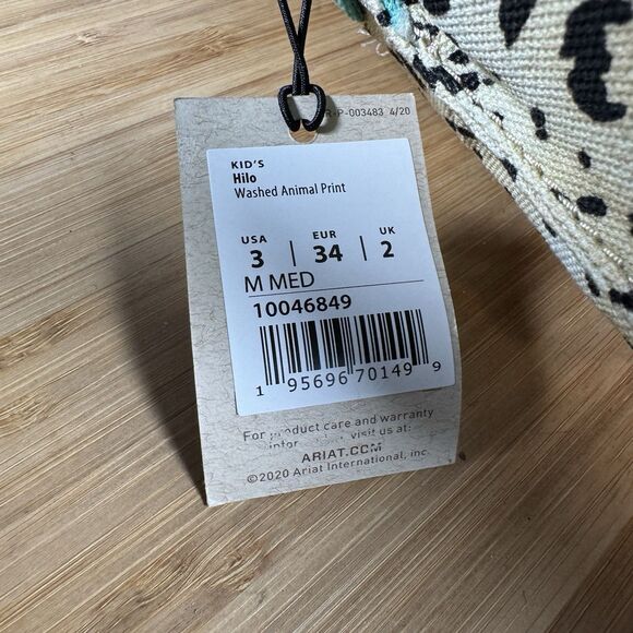 Ariat Youth Kid's 3 Hilo Washed Animal Print Slip On Shoe Loafer NEW - Picture 7 of 7